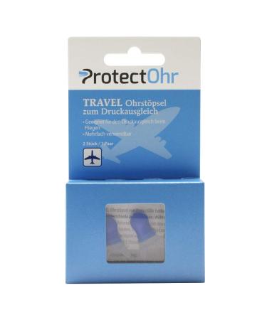 Protectrohr - earplugs travel pack with 2 earplugs made of extra soft silicone for pressure compensation when flying can be used several times including storage box blue 2 pieces (1 Pack)