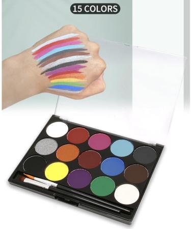 Face Painting Kit for Kids 15 Colors Non-Toxic Professional Quality Palette Body Face Painting Supplies with 2 Brushes for Kids Adults Party Cosplay - Buy Online on GoSupps.com