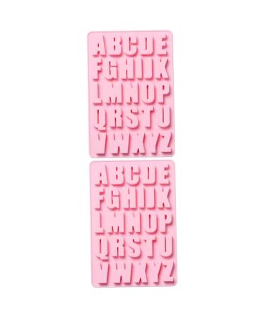 Ciieeo 2 Pcs 26 Alphabet Silicone Mold Ice Cube Decor Candle Molds Letter Fondant Silicone Molds for Soap Silicone Fondant Molds Silicone Baking Mold Chocolate Mold Alphabet Dessert Mold Pinkx2pcs 27.2X18.2X1.3CMx2pcs