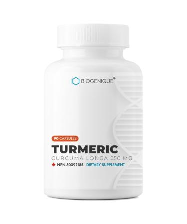 BIOGENIQUE turmeric supplement 90 Natural Turmeric Curcumin 500 mg high-efficiency capsules - Healthy Joint & Inflammation Support -Pharmaceutical grade Vegan Made in Canada - Standardized 95% Curcuminoids