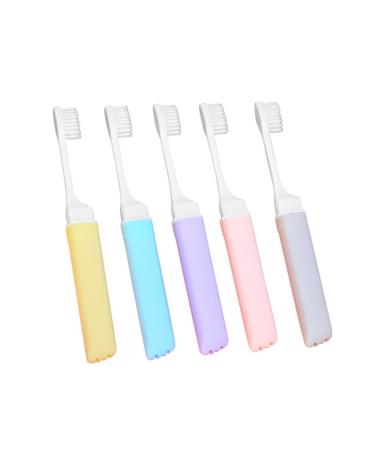 Beaupretty 5 pieces foldable toothbrush practical travel toothbrush wear -resistant toothbrush practical toothbrush foldable travel toothbrush household toothbrush camping travel toothbrush