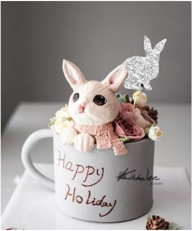 8 Pcs 4 Types Bunny Cupcake Toppers Rabbit Cake Toppers Birthday Party Easter Cake Decoration (Silver) LM - Buy Online on GoSupps.com