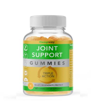 HEMPWAY Joint Health Mobility Support Hemp Glucosamine Gummies Strong Bones | Vitamin D3 for Immune System | Plant-Based Dairy Free Non-GMO No Gelatin | Vegan 60 ct