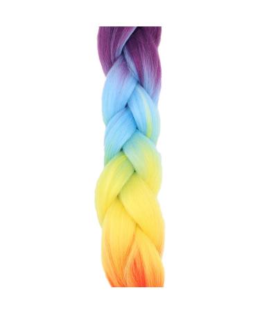 24 Jumbo Braids Extensions - Kanecalon Synthetic Crochet Hair - Afro Box Braiding in Purple Blue Yellow & Orange - 60cm - 1 Bundle - Buy Online on GoSupps.com