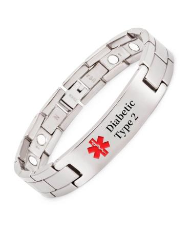 Men's Titanium Medical Grade Customizable Bracelet 22cm / 13mm Diabetic Type 2