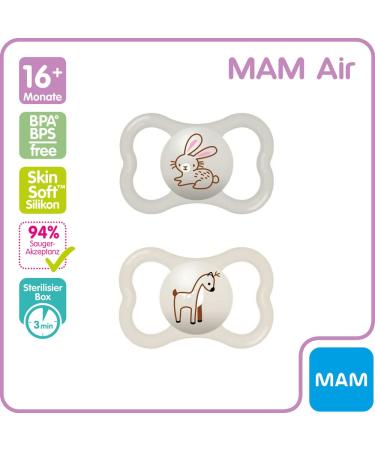 MAM Air 16+ Skin Soft Silicone Pacifier - Soft Colors Mix | 4 Pack | International Shipping Available - Buy Online on GoSupps.com