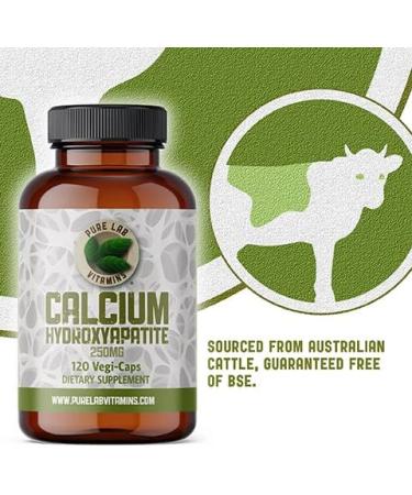 Calcium Hydroxyapatite 250mg - 120 Vegan Capsules by Pure Lab Vitamins | Made in Canada - Bone Matrix Complex - Buy Online on GoSupps.com