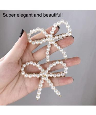 AKOAK Elegant White Pearl Bow Duckbill Clip - Ladies Hair Clip for Wedding, Birthday, and Valentine's Day - Buy Online on GoSupps.com