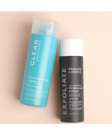 Paula's Choice Cleanse + Clear - CLEAR Cleanser & 2% BHA Exfoliant - Removes Pore Clogging Impurities & Blackheads Fights Breakouts Softens Skin - with Salicylic Acid - Combination to Oily Skin - Buy Online on GoSupps.com