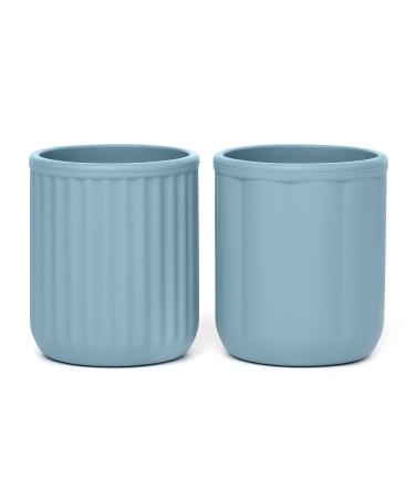 CSFICTS Toddler Cups Silicone Baby Cup - Mini Open Cup for Babies and Toddlers Unbreakable Drinking Training Cup BPA Free 2 Pack 6 Months+ (Ether)