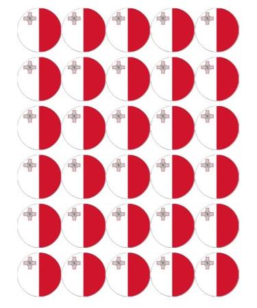 30 Malta Flags Cupcake Toppers Edible Wafer Paper Fairy Cake Toppers Birthday Cake Decorations