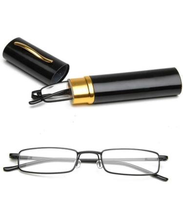Buy Metal Frame Portable Spring Hinge Reading Glasses in Black +1.5 | Stylish & Comfortable International Shipping - Buy Online on GoSupps.com