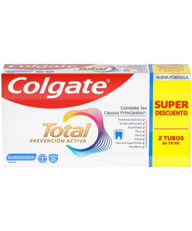  Colgate Colgate Total Prevention Active Whitening Toothpaste 2 x 75 ml | Fights the main causes* of oral health problems | 24-hour antibacterial protection | Clinically tested - Buy Online on GoSupps.com