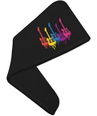 Colorful Guitar Microfiber Hair Towel Wrap for Women | Super Absorbent 10"x26" Hair Turban with Button - Perfect for Fast Drying - Buy Online on GoSupps.com