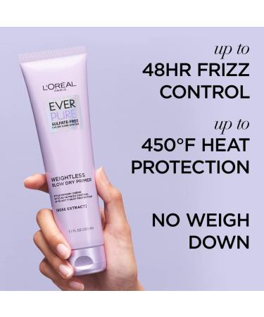 L Or al Paris Blow Dry Primer for 48 HR Frizz Control Sulfate Free EverPure 5.1 fl oz Rose 5.1 Fl Oz (Pack of 1) - Buy Online on GoSupps.com
