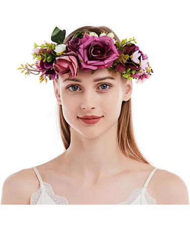 Buy Women s Floral Headband Wreath Crown - Fuchsia Ribbon for Festivals & Weddings | HH88-2 - 1 Count - Buy Online on GoSupps.com