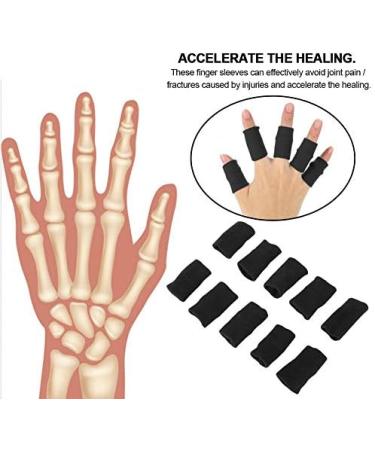 10pcs Stretchy Finger Protector Sleeves for Arthritis & Sports | Basketball Football Badminton Baseball - Black - Buy Online on GoSupps.com