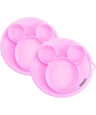 Mamabear 100% Silicone Suction Plate with Built-in Placemat - Pink | Ideal for Infants & Toddlers | Easy Clean Design for Baby Led Weaning - Buy Online on GoSupps.com