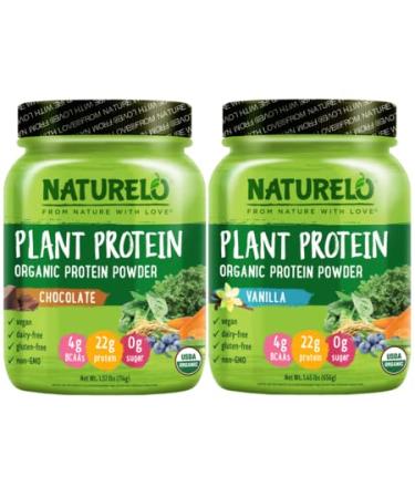 NATURELO Vegan Plant Protein Powder - Vanilla and Chocolate Bundle - 40 Servings