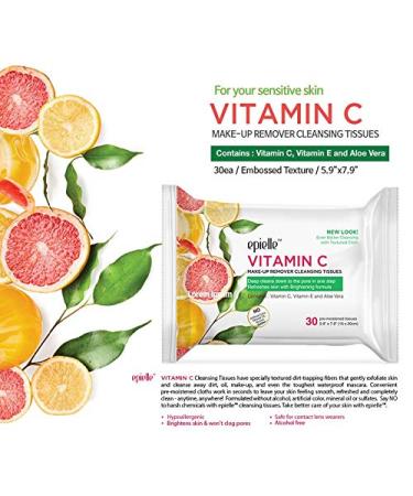 Epielle Make-Up Remover Cloths 30ct 6 Pack - Cleanse Dirt, Oil, Makeup & Mascara. Watermelon, Cucumber, Vitamin C - Beauty Gifts - Buy Online on GoSupps.com
