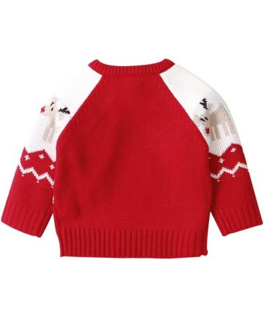 ESHOO Christmas Deer Print Baby Knit Pullover Sweater - Red (0-6 Months) - Buy Online on GoSupps.com