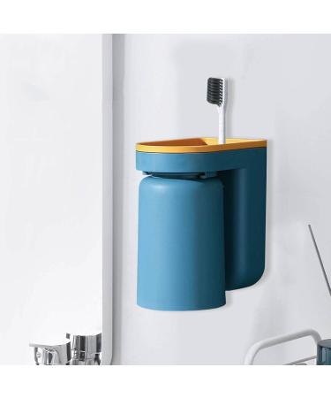 Ventdouce Wall-Mounted Toothbrush Holder - Self-Adhesive Bathroom Organizer with 2 Cups | Stamp-Free Travel-Friendly Blue Design - Buy Online on GoSupps.com