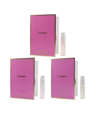 Set 3 Cologne Luxury Travel Size for Women Sample Spray Vial 0.05oz/ 1.5ml each. Chance EDP/Chance Eau Fraiche EDP/Chance Eau Tendre EDP