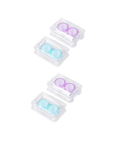 Solustre 4 pieces mini container for colored contact lenses holder for eye care set contact lens holder case carrying bag eye lens container case.