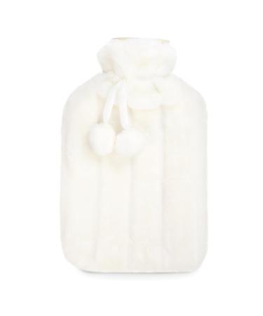 KEPLIN Cosy Hot Water Bottle with Plush Cover & Bobble - Relieves Body Aches & Pains Washable Safe & Durable Heating Pad - Ideal Cosy Nights & Gifts - Large 2L (Cream) Cream Plush