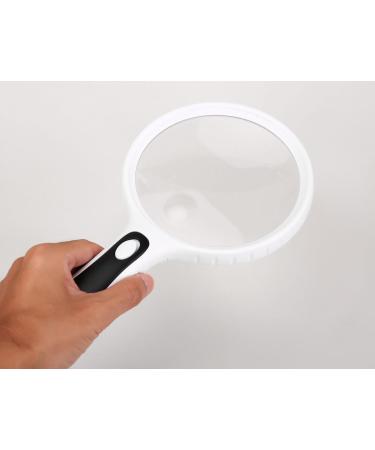 Meichoon Handheld Magnifier 3x 10x Magnification | Extra Large Optical Lens | 4 LEDs Illuminated | Ideal for Elderly Reading and Children's Exploration - White - Buy Online on GoSupps.com