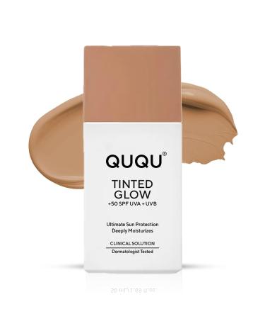 QUQU Daily tinted Sunscreen SPF 50 - Airy-Light tinted mineral Moisturizer with Zinc Oxide Broad Spectrum SPF 50 Protection Lightweight Makeup Finish Hydrating Skin Care FSA-Friendly Size #210
