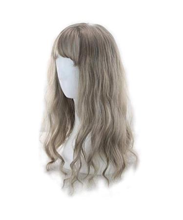 BGHJUE Lady Long Curly Hair Wig - Soft Greenwood Gray Wave Air Buns for Sister Harajuku Style - International Shipping Available - Buy Online on GoSupps.com