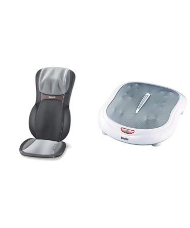 Beurer MG 295 massage seating 4 Shiatsu Massage heads 3 massage heads 2 speeds & FM 60 foot massagers 18 massage heads heat function 2 speeds black bundle with footprint