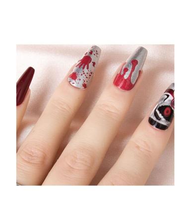 Halloween Long Shiny Three-Dimensional Decoration Christmas Fake Nail tip Acrylic (Color : JA07-30PCS)