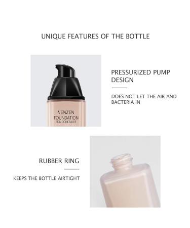 VENZEN Thin Light Concealer Liquid Foundation - Waterproof Moisturizing Long-Lasting in #02 Ivory | Soft Texture & Delicate Colors - 1 Count - Buy Online on GoSupps.com