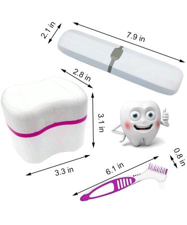 Denture Bath Case with Cleaner Brushes, Cups, Boxes, Holder & Brush in Pink - Retainer Cleaning & Travel Case - Buy Online on GoSupps.com