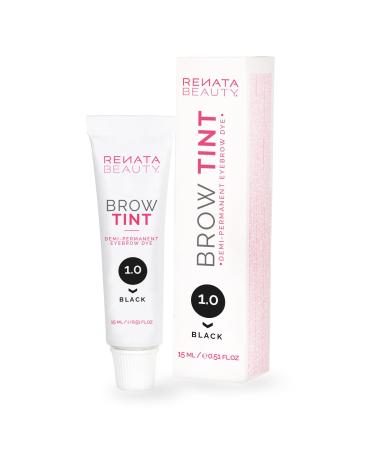 Renata Beauty eyebrow color - Premium eyebrow colored - 15 ml adaptable and long -lasting eyebrow color for 4 weeks - safe and gentle - available in 4 colors black 15 ml (1 Pack) 1.0 black
