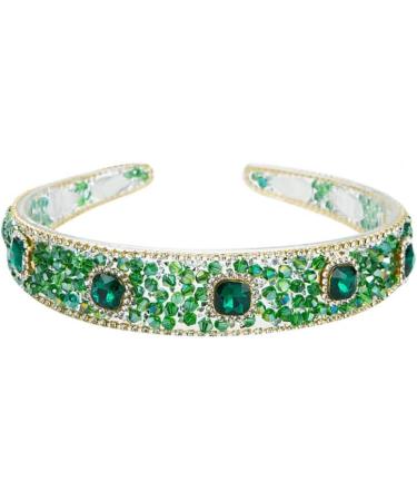 Crystal Rhinestone Headbands Velvet Padded Wide Headwear Diamond Beaded Bling Hairbands Non-slip Hard Headbands for Women Girls Daily Wearing Party Wedding Hair Accessories (Emerald) - Buy Online on GoSupps.com