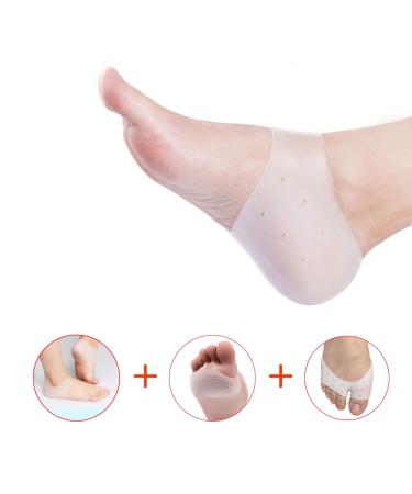 Breathable Metatarsal pad Plantar Fasciitis Protector Half-Toe Sleeve Forefoot Cushion Metatarsal Cushion Foot Care kit for Men and Women(3 Pairs 2 Forefoot Pad+1 Rearfoot) Half Toe Sleeves