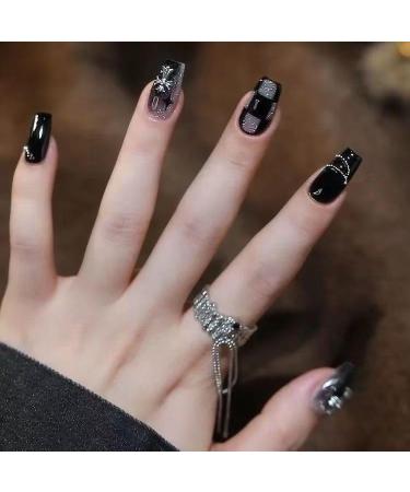 Temperament to Enhance The Nail Patch Wearing a Long Autumn and Winter Dark Crowe Heart White Nail Fake Nails Patch high Sense Detachable Armor (10 Pieces) (Size : XS)