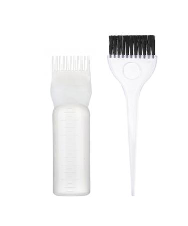 Root Comb Applicator Bottle Hair Oiling Applicator Bottle Brush with Hair Dye Brush Hair Oil Applicator with Graduated Scale (White)