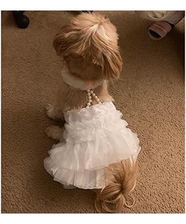 DELIFUR White Dog Wedding Dress - Elegant Princess Dress for Small to Medium Dogs (Size M) - Buy Online on GoSupps.com