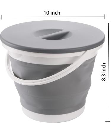 Bekith 2 Pack Collapsible Plastic Bucket with Locking Lid - 5L Portable Fishing Water Pail for Camping and Outdoor Survival - Blue Gray - Buy Online on GoSupps.com