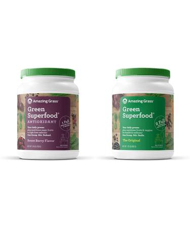 Amazing Grass Greens Blend Antioxidant Greens Blend Superfood (100 Servings) Antioxidant Berry + Original 100 Servings