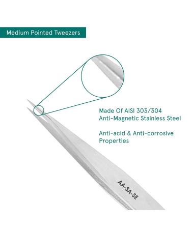 Excela Tweezer Medium Pointed Stainless Steel 5 - Precision Tweezers - Buy Online on GoSupps.com