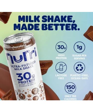 Nurri 12-Pack Ultra Filtered Milk Shake Strawberry and Vanilla Milk Shake. 6 each 30g Protein 1g Sugar 150 Calories 10 Vitamins and Minerals Per Can | 12-11 Fl Oz Cans Per Package Grade A Lactose-Free - Buy Online on GoSupps.com