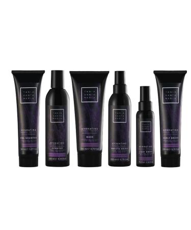 Hydrating Intensive Treatment pre-shampoo 5.07 fl shampoo 8.45 fl Mask 6.76 fl Curly Brush 5.07 fl Smooth Brush 6.76 fl Drops 2.54 fl