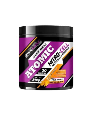 Manic Muscle Labs Atomic Nitro-Cell Nitric Oxide Pump Booster | Pre Workout Non Stim | L-Arginine | Beta Alanine | Beetroot Extract | Citrulline | Taurine | Potassium | Magnesium | 30 Servings Tropical Mango