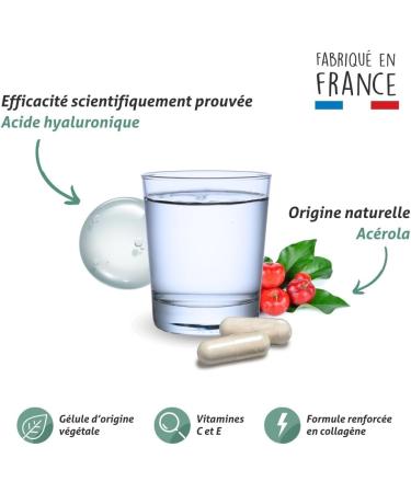 Blanc Bresson - Hyaluronic Acid - Skin Elasticity - Plumping - Anti Age and Anti Wrinkles - Hyaluronic Acid Collagen Vitamin C and E - 1 Month Care - 60 Capsules - Made in France - Buy Online on GoSupps.com