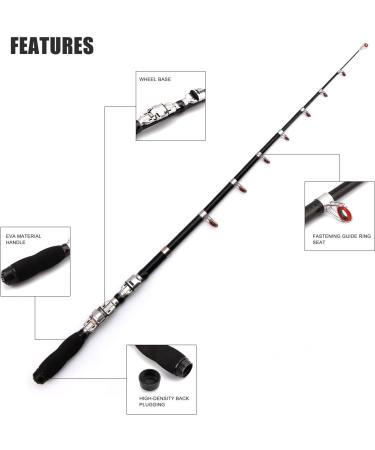 Dingbear Telescopic Carbon Fishing Rod - 1.8m Sea & River Angelrute | Durable & Portable Mini Rod - Buy Online on GoSupps.com